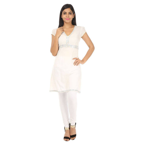 White Silver Sequined KURTI -1