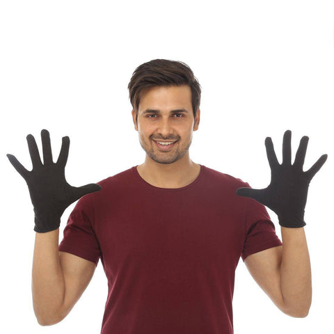 TeeMoods Protective Black Cotton Gloves for Men