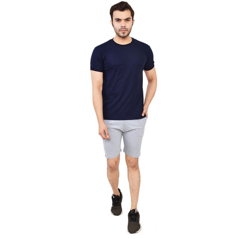 TeeMoods Mens Cotton Solid Navy Round Neck T shirt-life style image