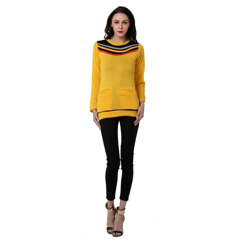 TeeMoods Womens Yellow Long Sweater Top