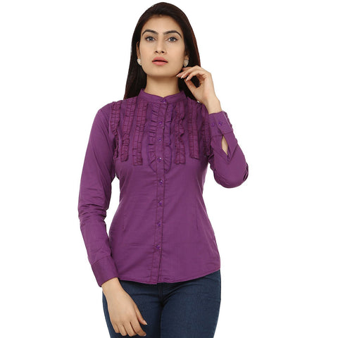 TeeMoods Fancy Purple Cotton Womens Shirt-Front