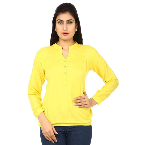TeeMoods Cotton Yellow Women's Shirt-Front