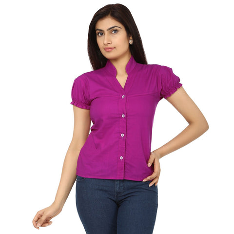 TeeMoods Purple Cotton Shirt-Front