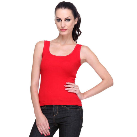 Women's Solid Red Tank Top