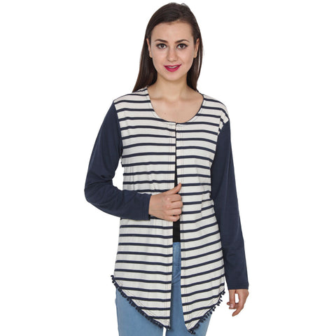 TeeMoods Navy and White Striped Shrug