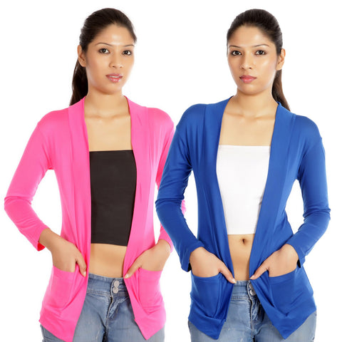 Set of Blue and Pink Full Sleeves Shrugs