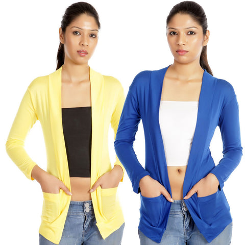 Set of Blue and Yellow Full Sleeves Shrugs