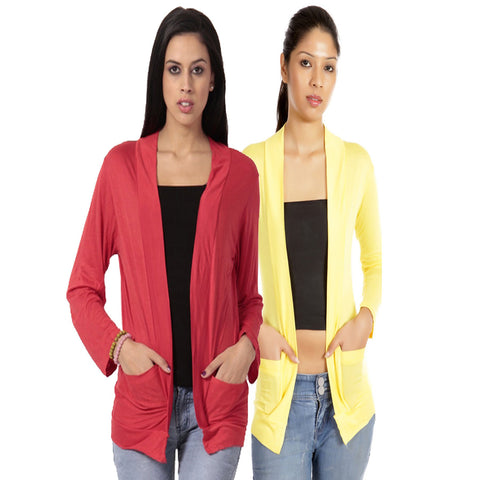 Set of Red and Yellow Full Sleeves Shrugs