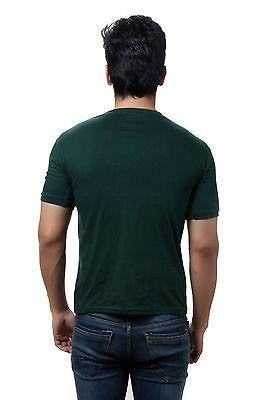 Solid Casual Dark Green Henley T shirt