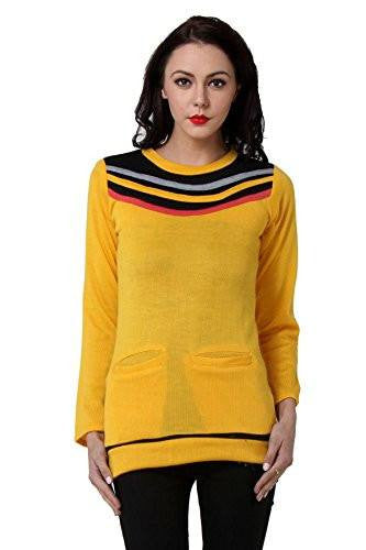 TeeMoods Womens Yellow Long Sweater Top-1