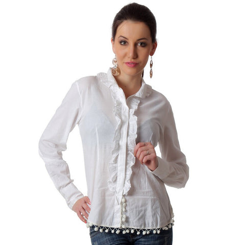 TeeMoods Victorian White Womens Shirt-Front