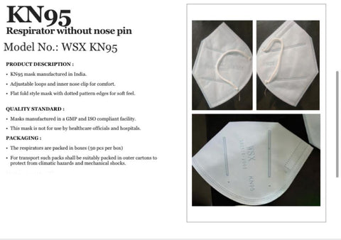 KN 95 Respirator Mask to protect against Pollution and Virus