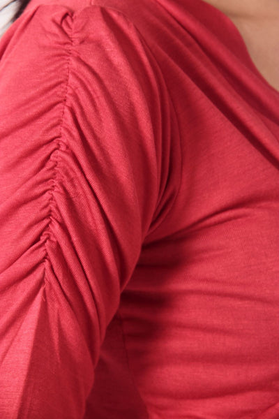 Stylish Red Short Shrug-Sleeves Design