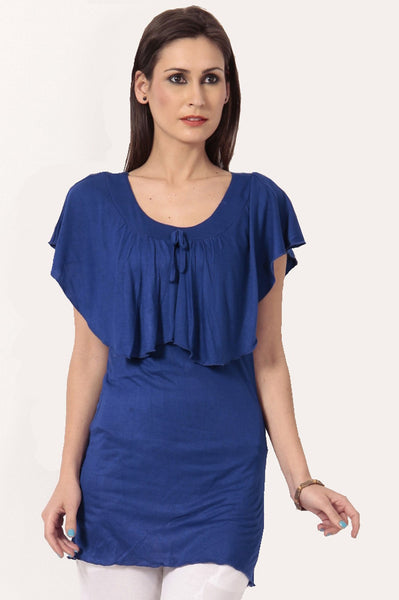 TeeMoods Sleeveless Solid Royal Blue Long Top-2