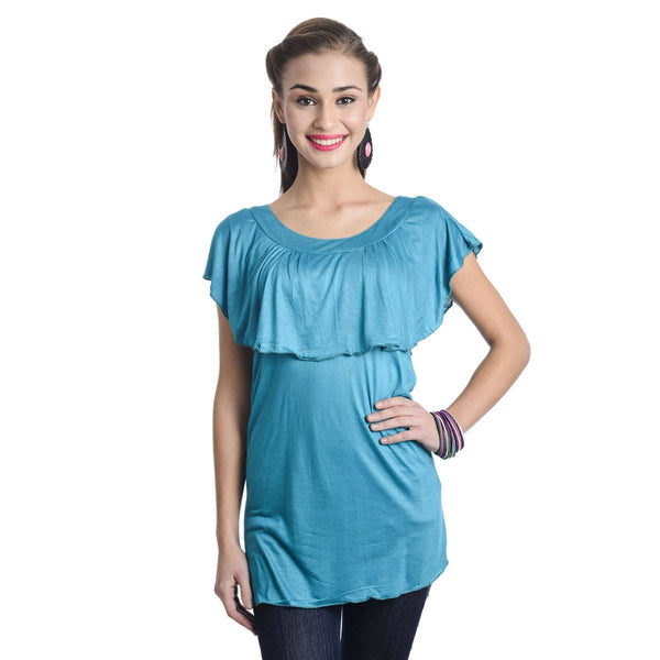 Sleeveless Solid Blue Top