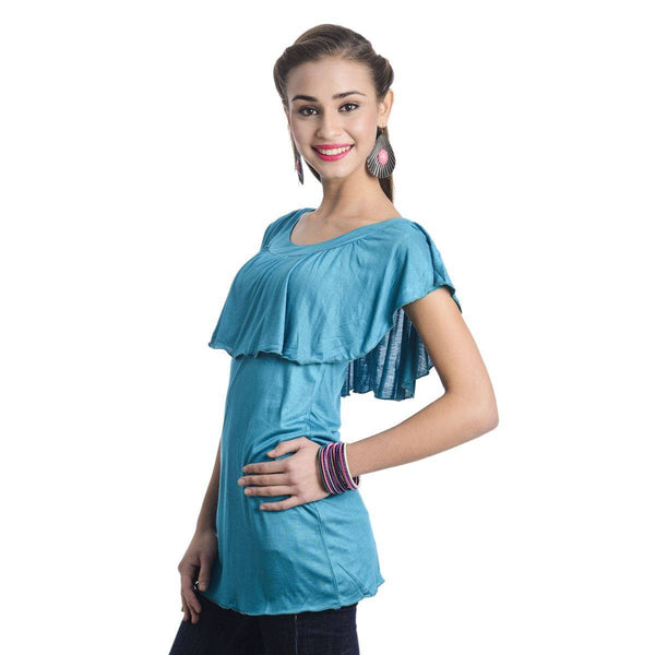 Sleeveless Solid Blue Top