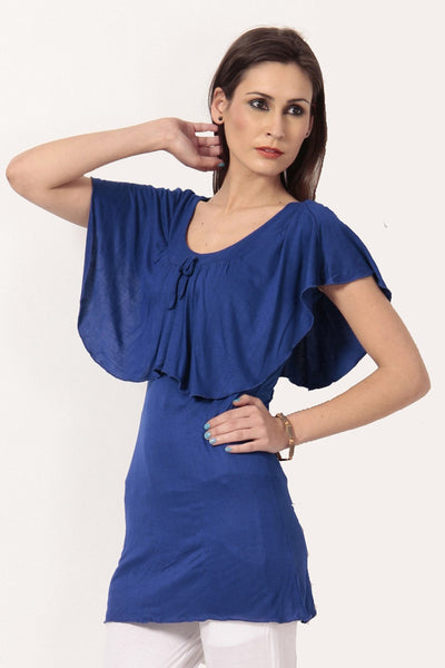 TeeMoods Sleeveless Solid Royal Blue Long Top-3