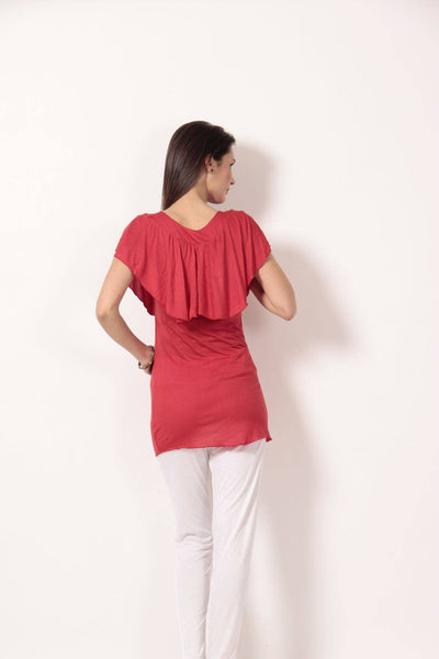 TeeMoods Sleeveless Solid Red Top-3
