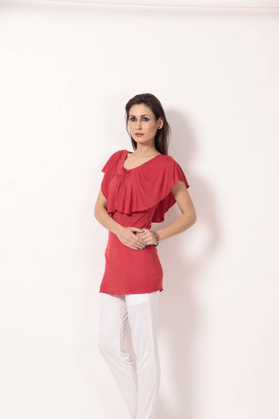 TeeMoods Sleeveless Solid Red Top-2