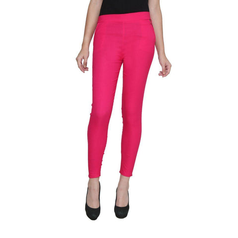 Cool Dark Pink Jeggings with Zippered Pockets-3