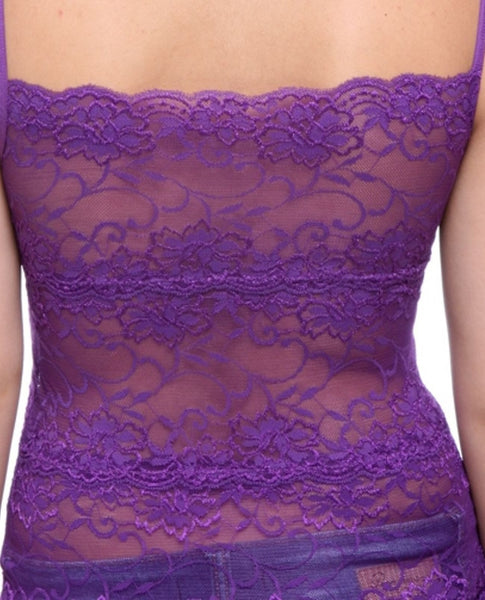 Basic Spaghetti Strap Sheer Lace Camisole-Purple