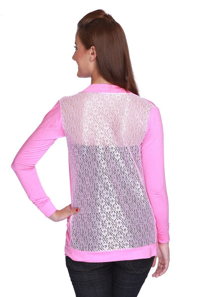 TeeMoods Elegant Pink Lace Shrug-Back