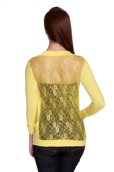 TeeMoods Elegant Yellow Lace Shrug-Back