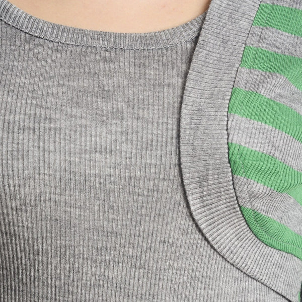 TeeMoods Full Sleeves Striped Round Neck Green Top-5