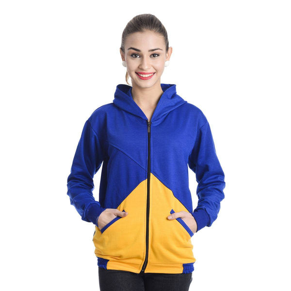 Womens Colorblock Blue & Yellow Sweatshirt-1