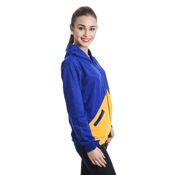 Womens Colorblock Blue & Yellow Sweatshirt-2