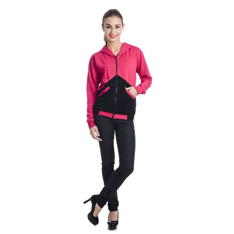 TeeMoods Womens Colorblock Pink & Brown Sweatshirt