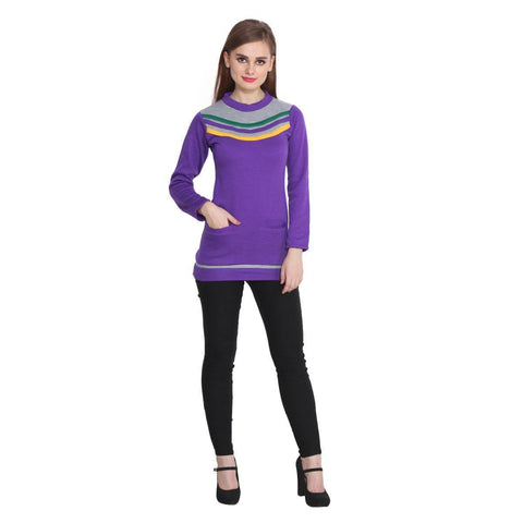TeeMoods Womens Purple Long Sweater Top