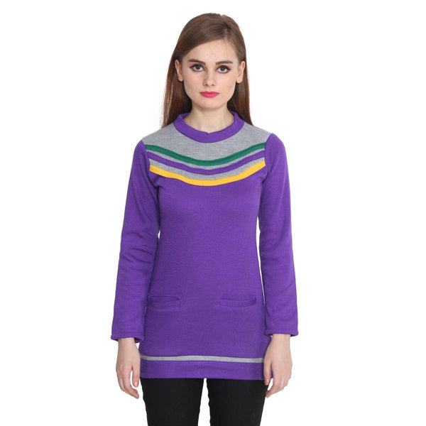 TeeMoods Womens Purple Long Sweater Top-1