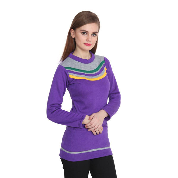 TeeMoods Womens Purple Long Sweater Top-2