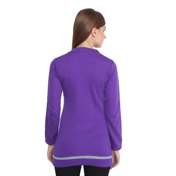 TeeMoods Womens Purple Long Sweater Top-3