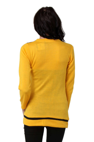 TeeMoods Womens Yellow Long Sweater Top-4