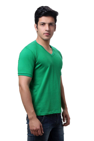  TeeMoods Solid Green Men's V Neck T-Shirt