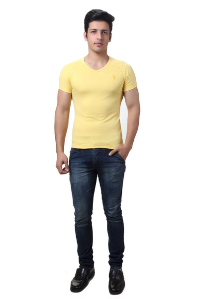  TeeMoods Yellow V Neck Mens T-shirt