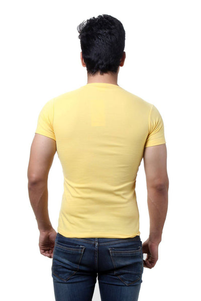 TeeMoods Solid Yellow Men's V Neck T-Shirt