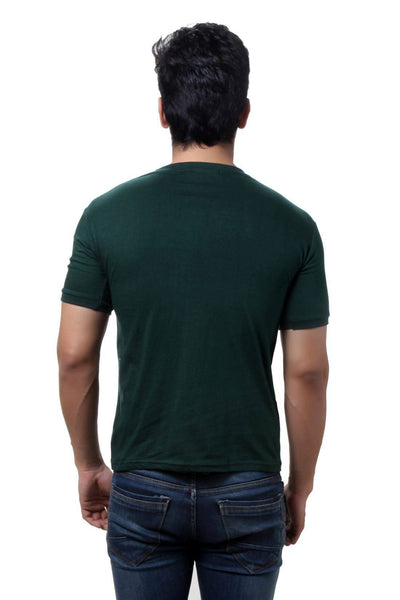 TeeMoods Solid Dark Green Men's Henley T shirt