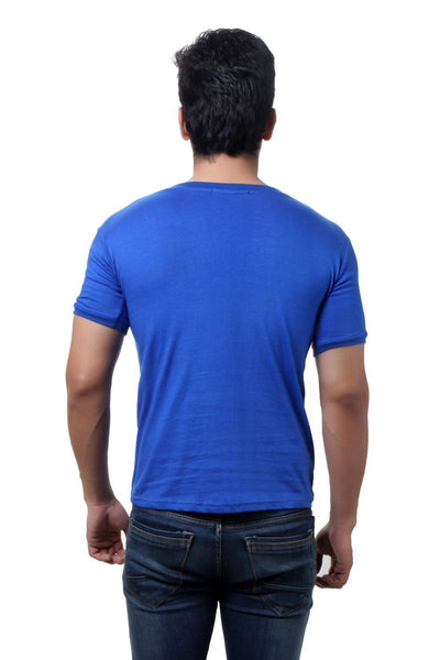 TeeMoods Solid Blue Men's Henley T shirt