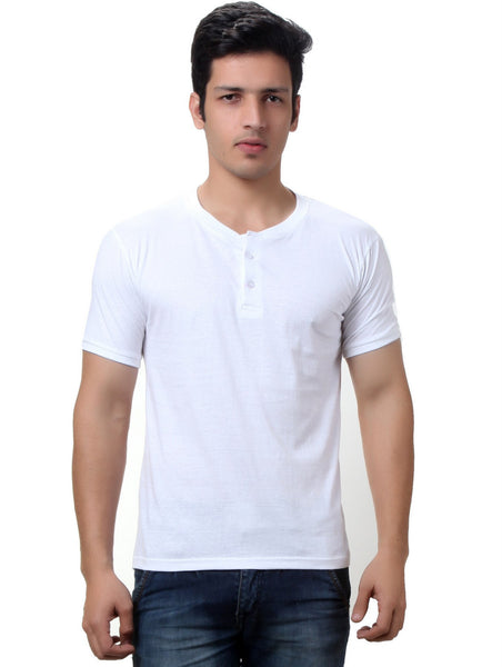TeeMoods Solid Men's White T shirt