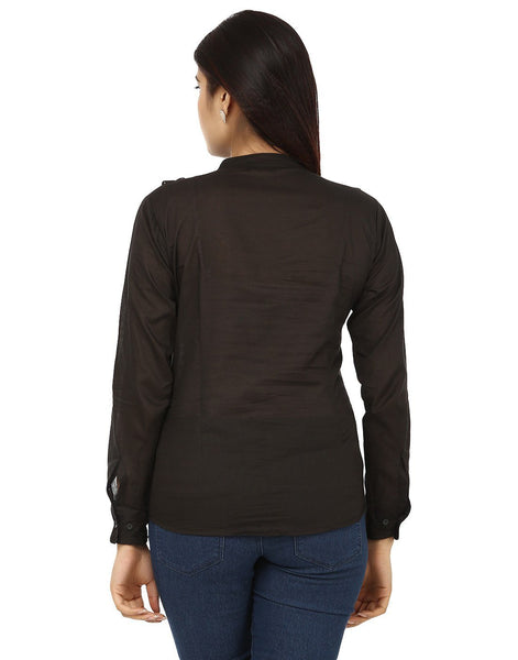 TeeMoods Fancy Black Cotton Womens Shirt-Back