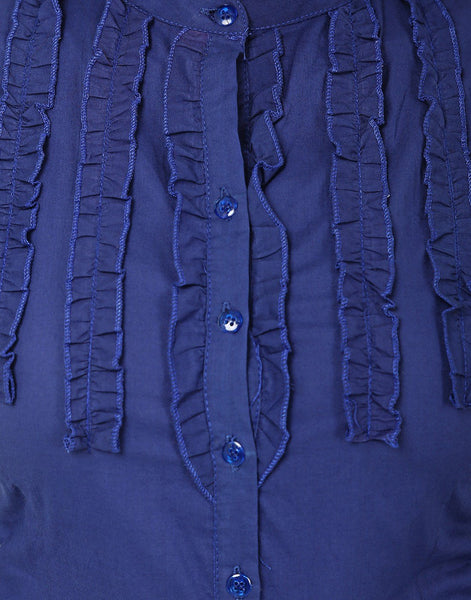 TeeMoods Fancy Blue Cotton Womens Shirt-Frills