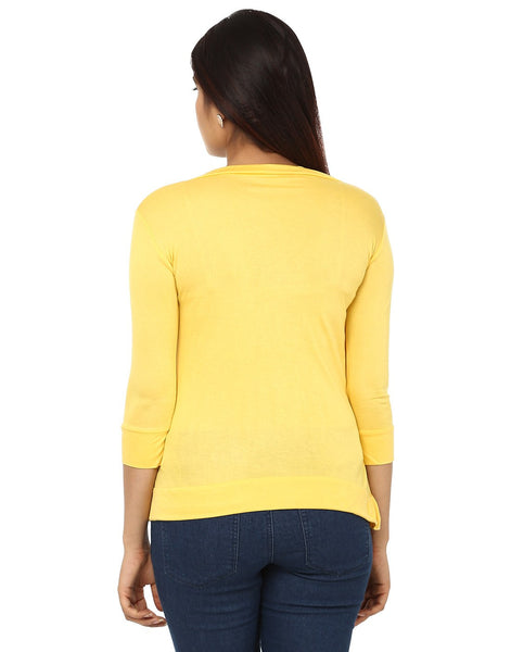 Womens Yellow Shrug with 3/4th Sleeve