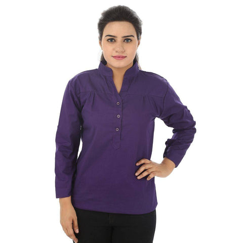TeeMoods Cotton Purple Women's Shirt-Front