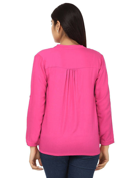 TeeMoods Cotton Dark Pink Women's Shirt-Back