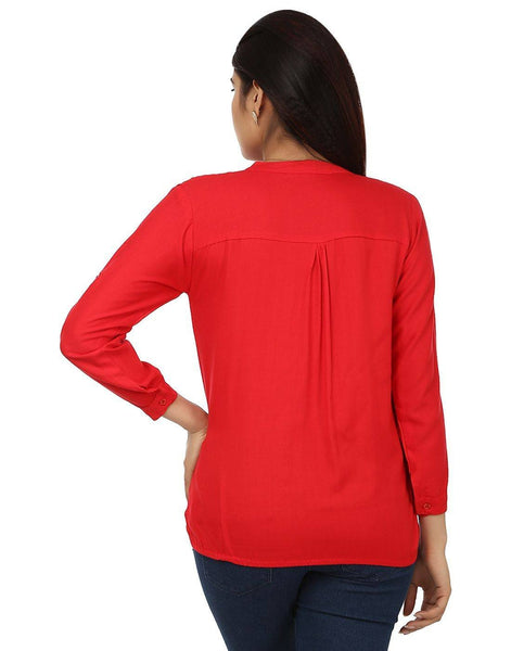 TeeMoods Cotton Red Women's Shirt-Back