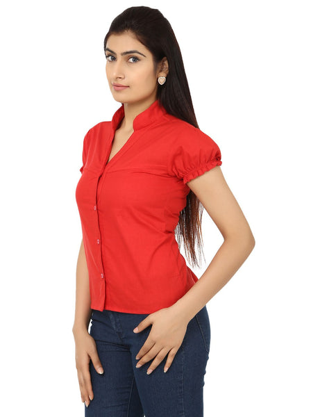 TeeMoods Red Cotton Shirt-side