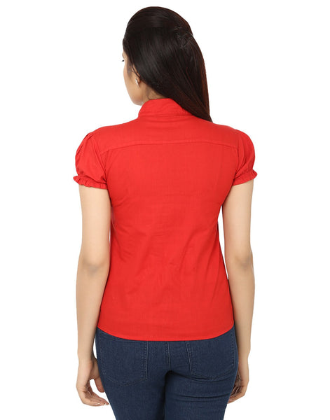 TeeMoods Red Cotton Shirt-back